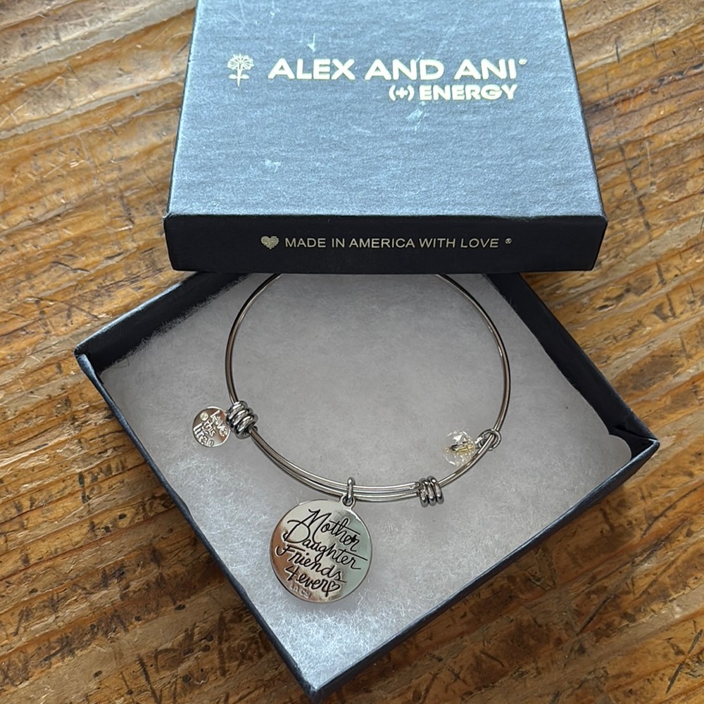 Alex and Ani Silver Finish Mother Daughter Charm Bracelet